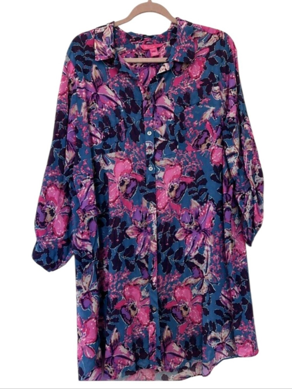 Lilly Pulitzer Size Large Natalie Coverup Blue Rhapsody Orchid You Not